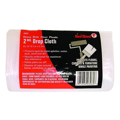 Red Devil 2-MIL. 9'X12' PLASTIC DROP CLOTH (1 EA / EA)