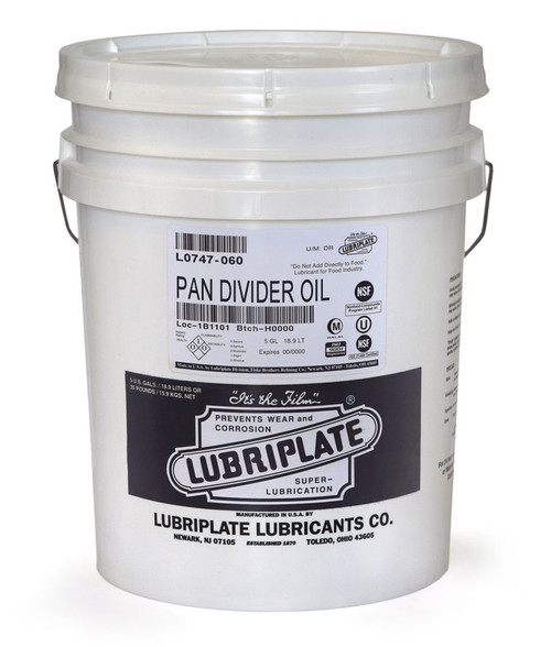 Lubriplate PAN DIVIDER OIL, ISO-22 H-1/food grade pan divider oil (5 GAL PAIL)