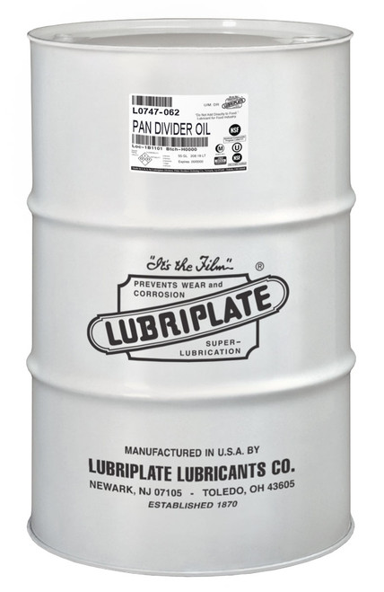 Lubriplate PAN DIVIDER OIL, ISO-22 H-1/food grade pan divider oil (55 Gal / 400lb. DRUM)