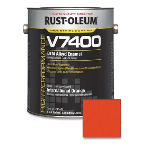 Rust-Oleum High Performance V7400 System DTM Alkyd Enamel, 1 Gal, Intrntnl Orng, High-Gloss (2 CN / CA)