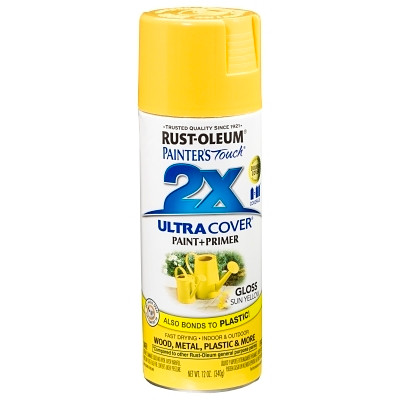 Rust-Oleum Painter's Touch 2X Ultra Cover Gloss Spray Paint, 12 oz, Aerosol Can, Sun Yellow, Gloss (6 EA / CA)