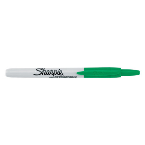 Retractable Permanent Marker, Green, Fine, 12 EA/BX (12 EA / BX)