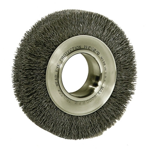Weiler Wide-Face Crimped Wire Wheel, 6 in Dia. x 1 1/4 in W, 0.0104 in Steel, 6,000 rpm (1 EA / EA)