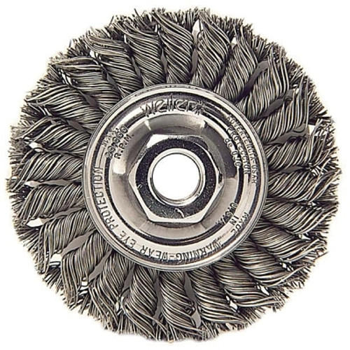 Weiler Standard Twist Knot Wire Wheel, 4 in D, .014 in Stainless Steel, M14 x 2.0 Nut (5 EA / CTN)