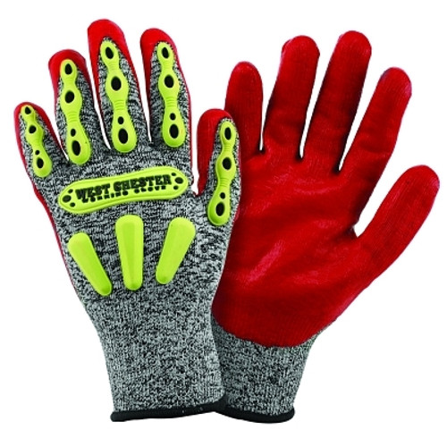 Synthetic Leather Palm Gloves, Small, Gray Shell, Red Palm, Elastic, Unlined (12 PR / DZ)