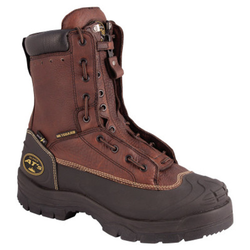 Lace-In Quick Release Zipper Closure Leather Work Boots, Size 9.5, 5 in H, Brown (1 PR / PR)