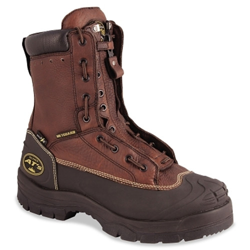 Lace-In Quick Release Zipper Closure Leather Work Boots, Size 12, 5 in H, Brown (1 PR / PR)
