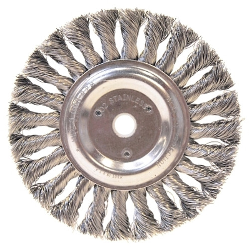 Anchor Brand Irregular Stainless/Aluminum Knot Wheel Brushes, 6 D x 1/2 W, 0.016, 5/8 - 1/2 in (1 EA / EA) Anchor Brand Irregular Stainless/Aluminum Knot Wheel Brushes, 6 D x 1/2 W, 0.016, 5/8 - 1/2 in (1 EA / EA)