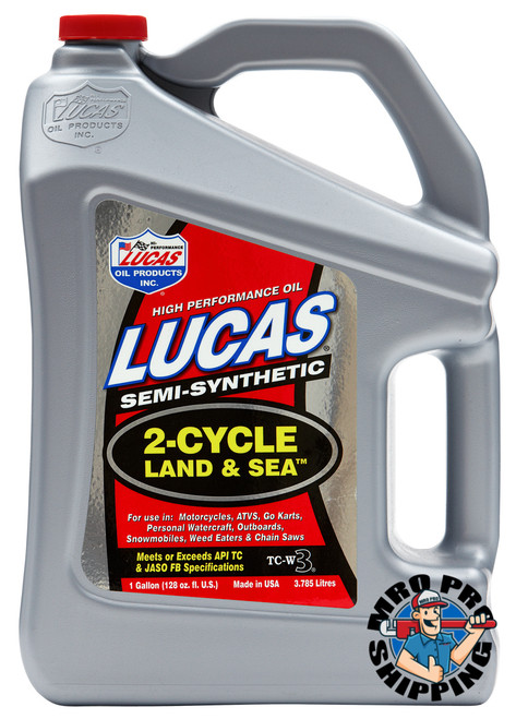 Lucas Oil Semi-Synthetic TC-W3 2-Cycle Land and Sea Oil, 1 Gallon (4 BTL / CS)