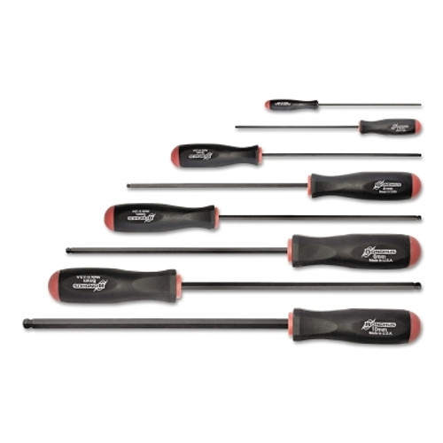 Balldriver Long Hex Screwdriver Sets, Hex Ball, 8 Piece, 2 - 10 mm (2 SET / BX)