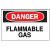 Chemical & Hazardous Material Signs, Danger/Flammable Gas, White/Red/Black (1 EA)