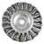 Weiler Standard Twist Knot Wire Wheel, 3 in D x 3/8 in W, .02 in Stainless Steel Wire (10 EA / CTN)