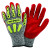 Synthetic Leather Palm Gloves, Large, Gray Shell, Red Palm Dip, Elastic, Unlined (144 PR / CA)