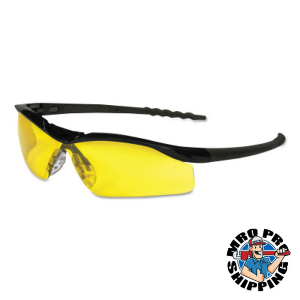 MCR Safety DALLAS Protective Eyewear, Amber Lens, Polycarbonate, Black Frame (12 BX/DZ)
