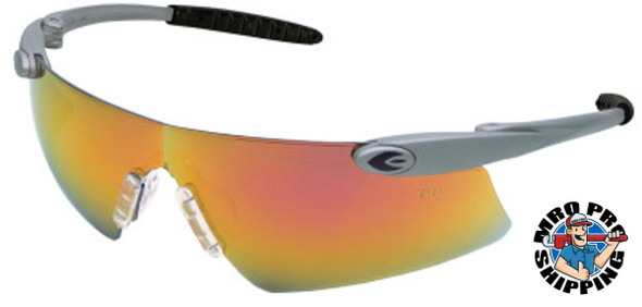 MCR Safety Desperado Protective Eyewear, Fire Mirror Lens, Polycarbonate, Silver Frame (1 PR/EA)