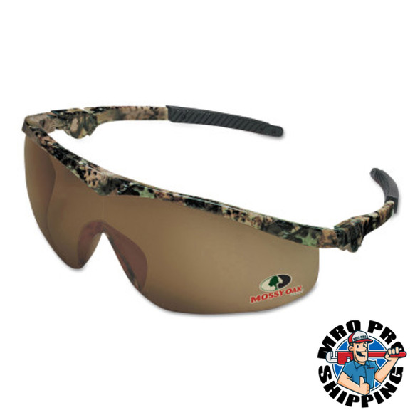 Mossy Oak Safety Glasses, Brown Lens, Anti-Scratch, Camouflage Frame (12 EA / BOX)