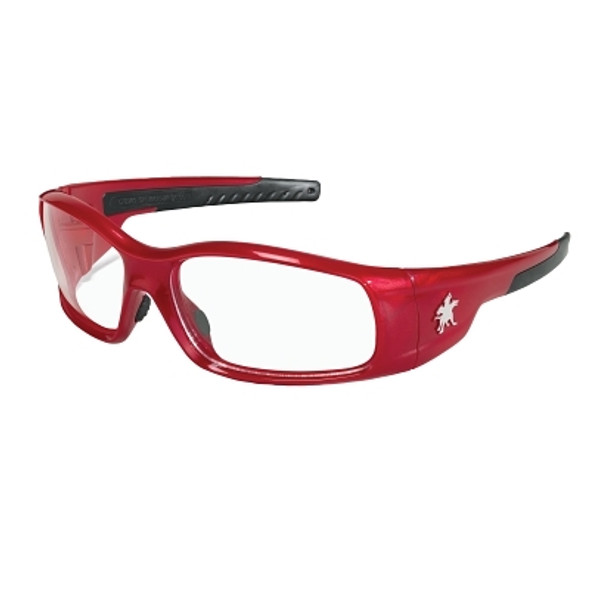 Swagger Safety Glasses, Clear Lens, Polycarbonate, Red Frame, Polycarbonate (12 PR / BX)