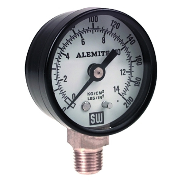 Alemite Air Pressure Gauge, 200 psi, 1/4 in NPT(M), Back Mount (1 EA / EA)