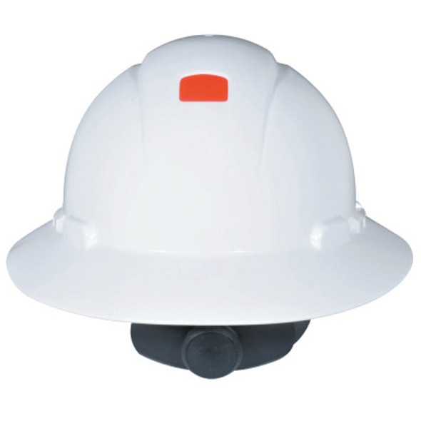 Full Brim Hard Hats with Uvicator, 4 Point, Ratchet, White (1 EA)