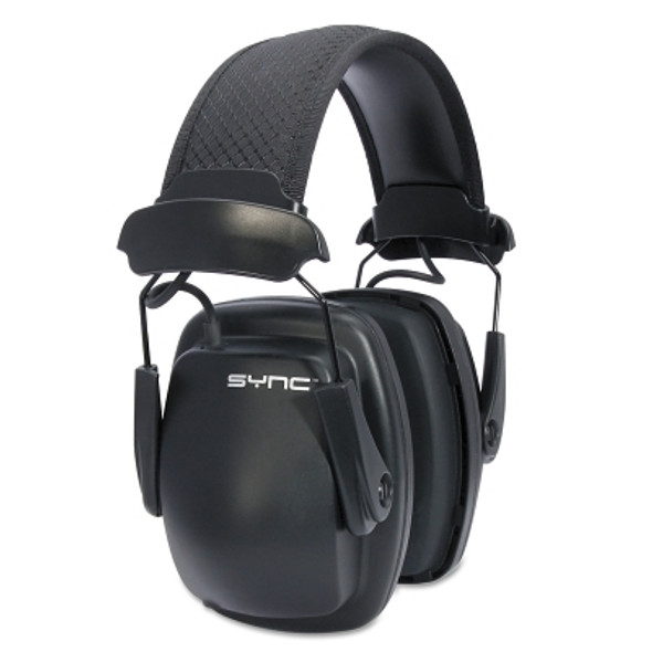 Sync Stereo Earmuff, 25 dB NRR, Black, Over the Head (2 EA / PK)