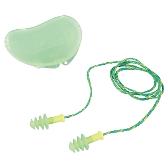 Fusion Multiple-Use Earplug, Thermoplastic Elastomer, Green, Corded (100 PR / BX)