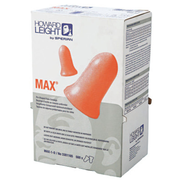Max Disposable Earplugs, Foam, Coral, Uncorded, Dispenser Box (500 PR / BX)
