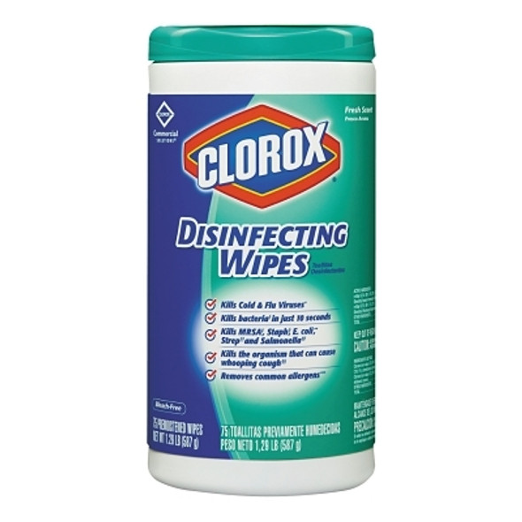 Clorox Disinfecting Wipes, 7 x 8, Fresh Scent/Citrus Blend, 75/Canister (4 EA / CT)