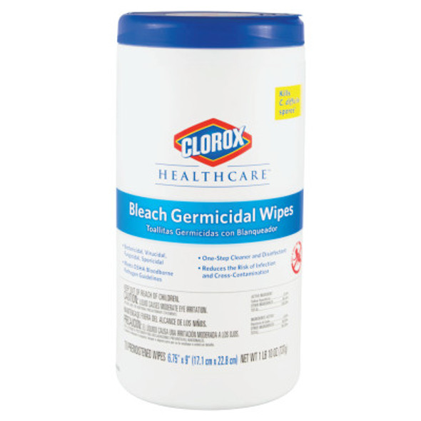 Bleach Germicidal Wipes, 6 3/4 x 9, Unscented, 70/Canister (6 EA / CA)