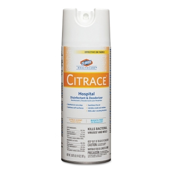 Clorox Healthcare Citrace Hospital Disinfectant & Deodorizer, Citrus, 14oz Aerosol (12 EA / CT)