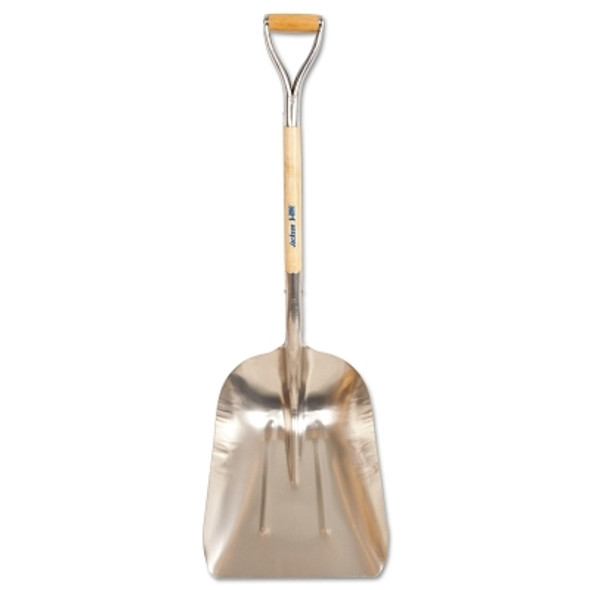 Aluminum Scoop with Hardwood Handle, 18 in L x 15.25 in W blade, Square, 26 in Hardwood;Plastic, D-Grip Handle (1 EA)