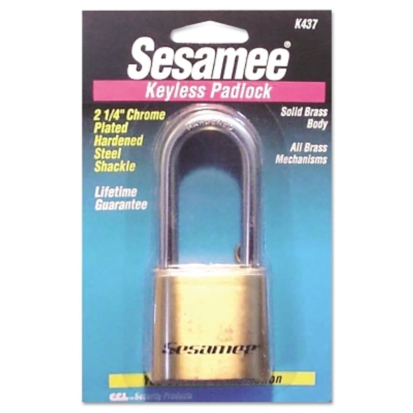 Sesamee  Keyless Padlocks, 5/16 in Diam., 2 1/4 in L X 1 in W, Brass (1 EA)