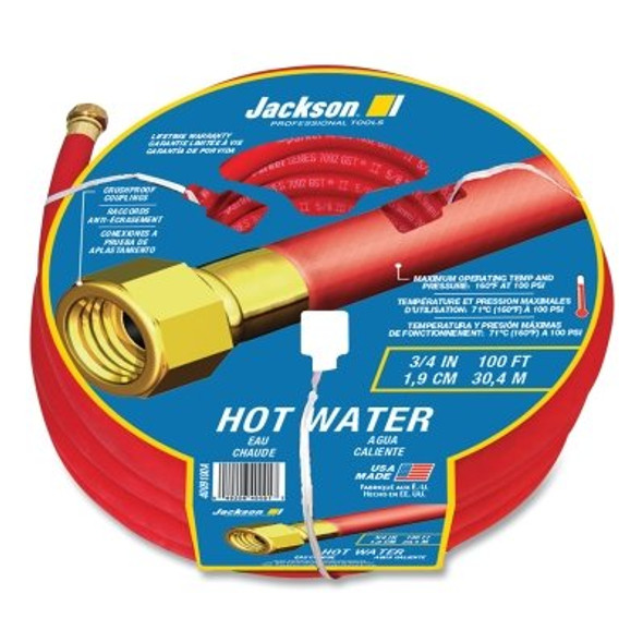Hot Water Hose, 3/4 in dia X 100 ft L, Red (1 EA)