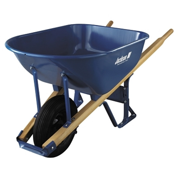 Steel Contractors Wheelbarrow, 6 cu ft, 1 Pneumatic 2-Ply, B.B., Blue (1 EA)