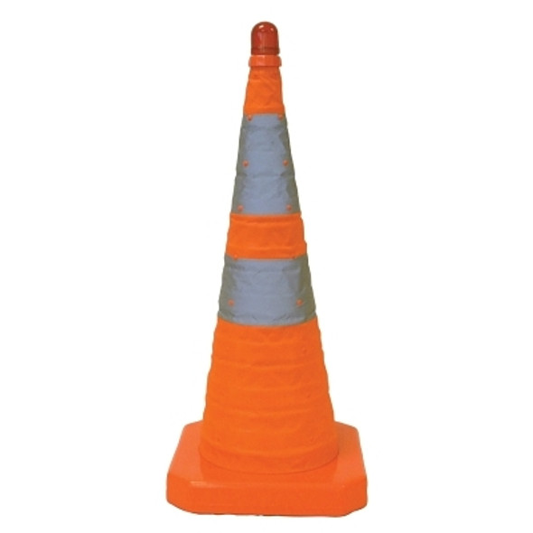 Collapsible Safety Cones, 28 in, Nylon, Orange (1 EA)