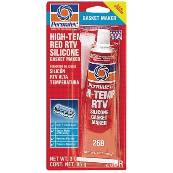 Permatex High-Temp Red RTV Silicone Gasket Maker, 3 oz, Tube, Red (12 EA / CA)