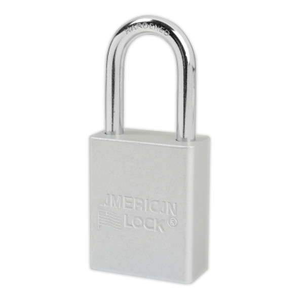 Solid Aluminum Padlock, 1/4 in dia, 1-1/2 in L x 3/4 in W, Silver (1 EA)