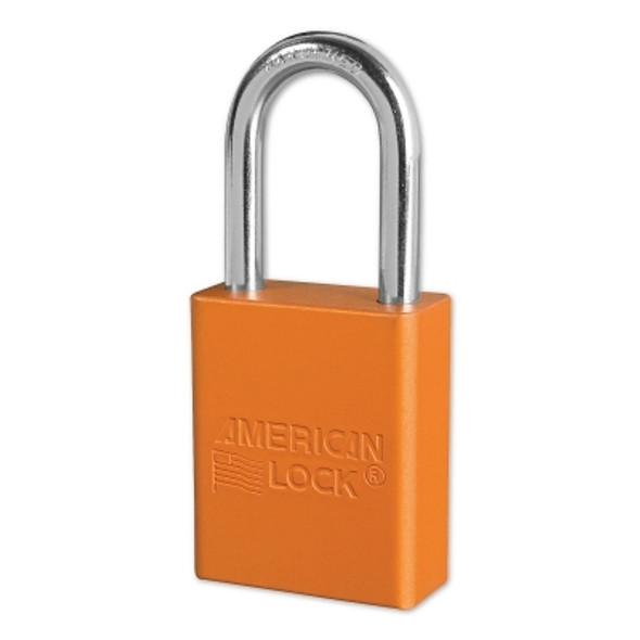 Anodized Aluminum Safety Padlocks, 1/4 in D, 1 1/2 in L x 3/4 in W, Orange (6 EA / BX)