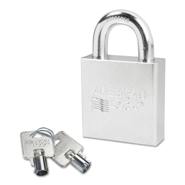 Steel Padlocks (Square Body/Tubular Cylinder), 7/16" Dia, 1 1/8"L, Keyed Diffrnt (6 EA / BOX)