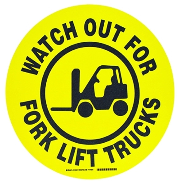 Floor Safety Signs, Watch Out For Forklift Trucks, Yellow/Black (1 EA)