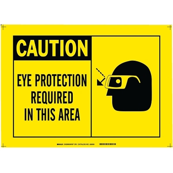 Alert Signs, Caution, Eye Protection Required In This Area, Yellow/Black (1 EA)