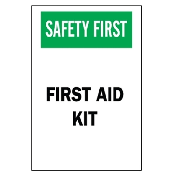 First Aid Signs, Safety First, First Aid Kit, White/Red/Black (1 EA)