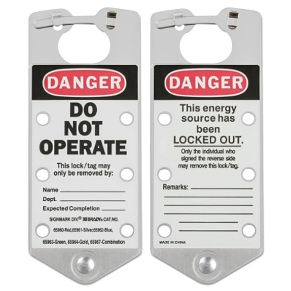 Labeled Lockout Hasps, 3 in W x 7 1/4 in L, Silver (5 EA / PKG)