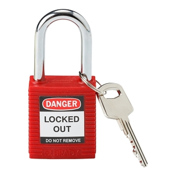 Safety Padlocks, 1/4 in Shackle Dia., 1 1/2 in Long, Red (1 EA)