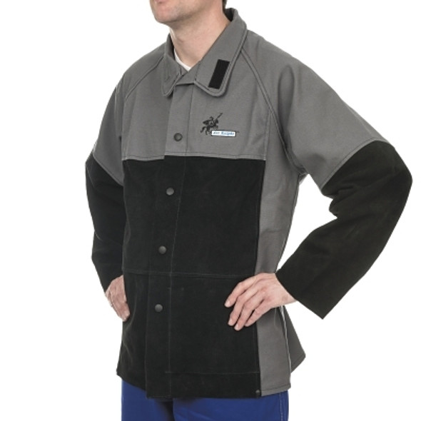 Welding Jacket, X-Large, Flame Retardant Cotton, Black/Gray (1 EA)