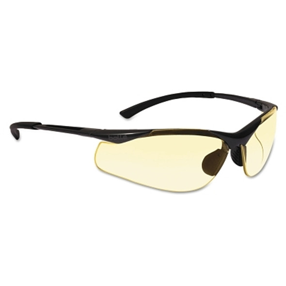 Contour Series Safety Glasses, Yellow Lens, Anti-Fog, Anti-Scratch, Black Frame (10 PR / BX)
