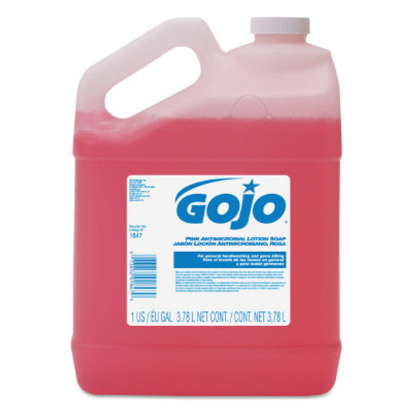 Gojo Pink Antimicrobial Lotion Soaps, Pour Bottle, 1 gal (4 CS/BOX)