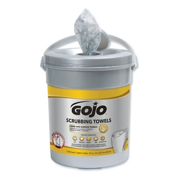 Gojo Scrubbing Wipes, Citrus, Bucket, 72 Wipes (6 EA / CA)