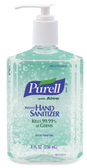 Gojo Purell Instant Hand Sanitizers with Aloe, 8 oz (12 CS/EA)