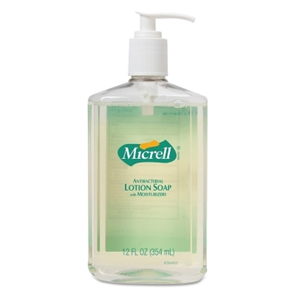 Gojo MICRELL Antibacterial Lotion Soap, Pump Bottle, 12 oz, Floral Scent (12 BTL / CS)