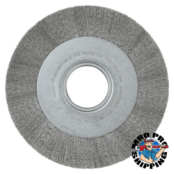 Anderson Brush Med. Crimped Wire Wheel-DA Series, 8 D x 1 1/8 W, .006 Stainless St., 4,500 rpm (1 EA/PK)